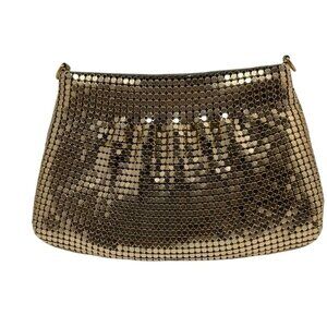 Vintage Y & S Mesh Shimmer Bag Gold Evening Zip Going Out Formal Party Ball HOCO